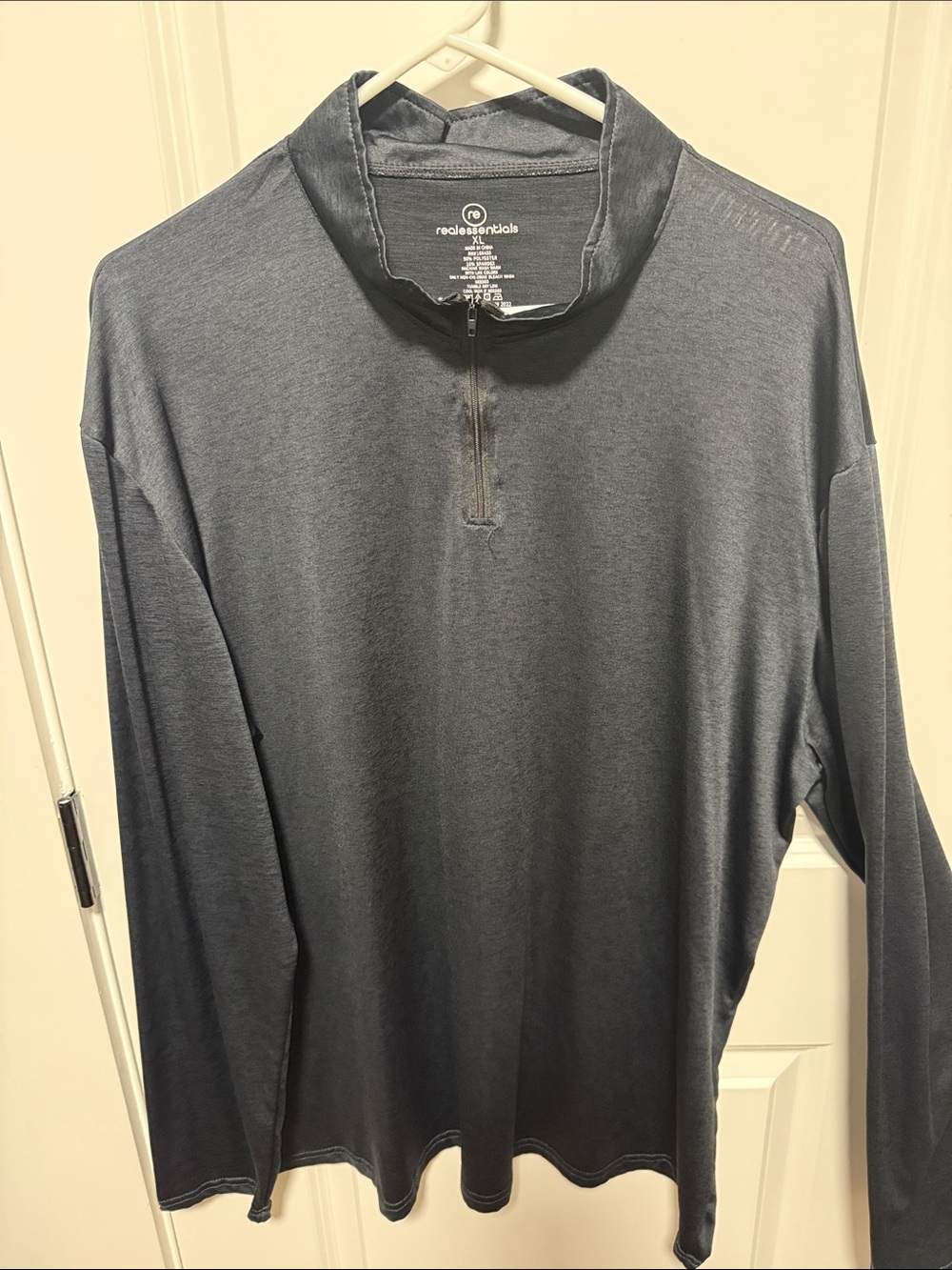 Essentials Men’s Long-Sleeve Half-Zip Shirt — Slate Gray Blue
